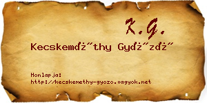 Kecskeméthy Győző névjegykártya